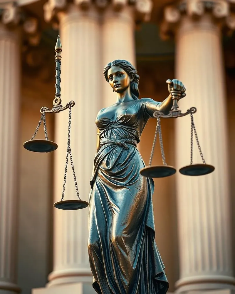 Lady Justice statue with scales at the BAR-AT-LAW SOLUTIONS office, Anekal, Bangalore
